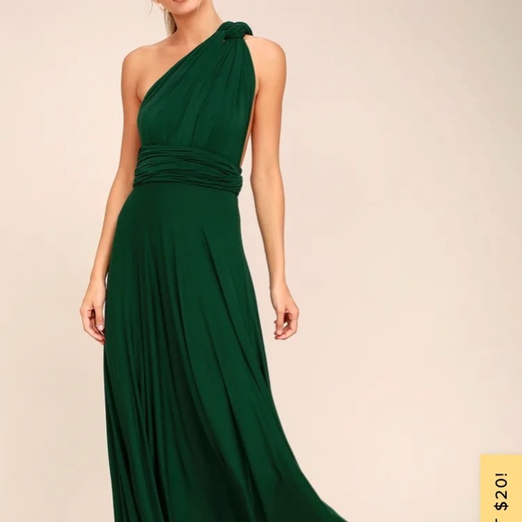 Forest Green LuLus “tricks of the trade” maxi bridesmaid dress - Picture 1 of 2